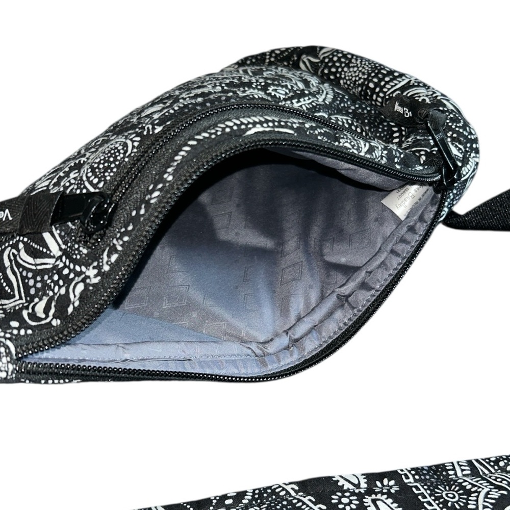 Vera Bradley Essential Sling Backpack Black and White Stellar Paisley Print - Picture 5 of 6